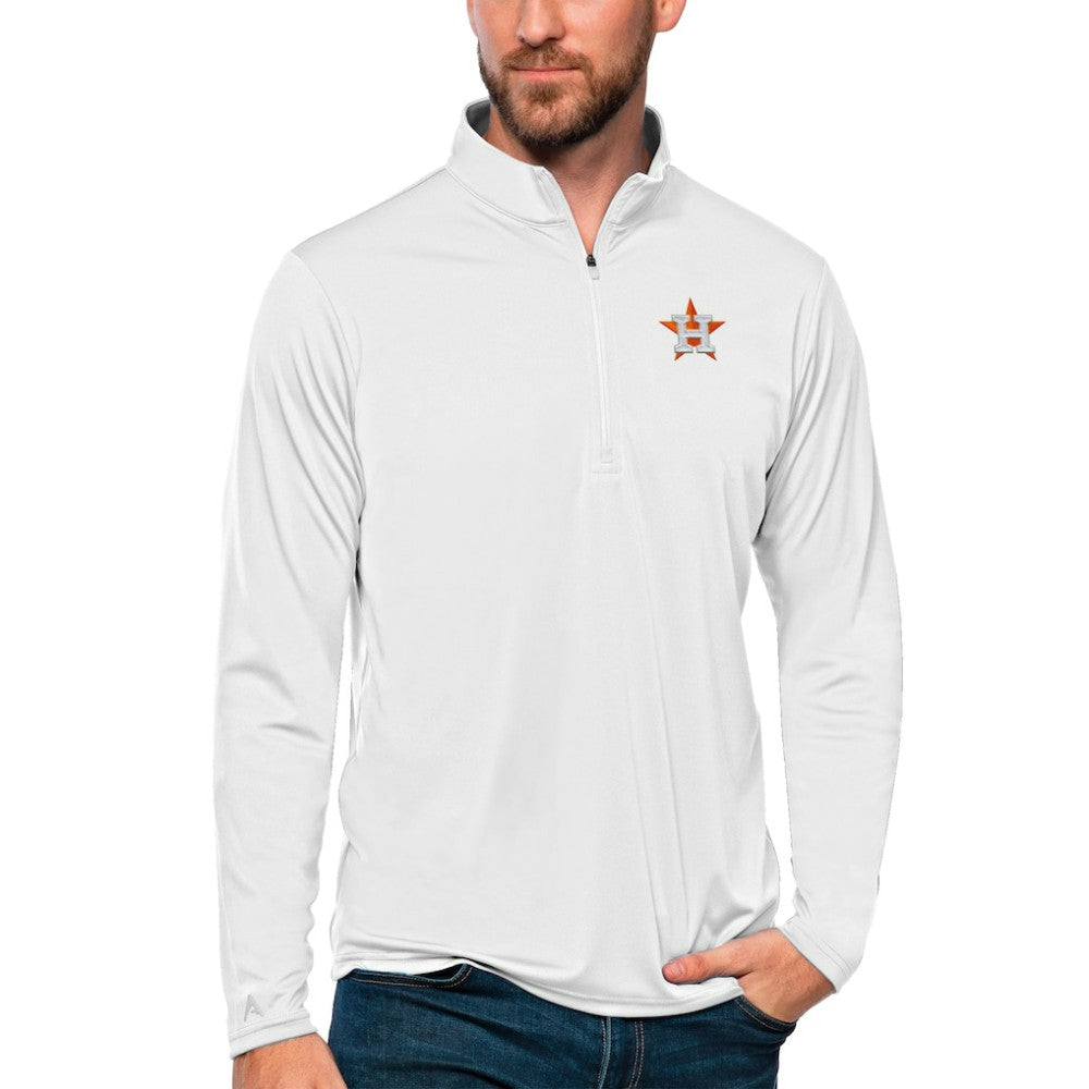 White Houston Astros Antigua Tribute Quarter-Zip Pullover Top
