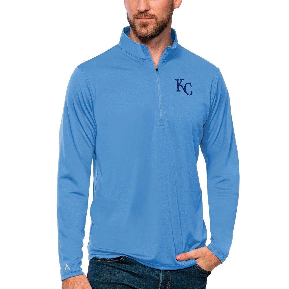 Powder Blue Kansas City Royals Antigua Tribute Quarter-Zip Pullover Top