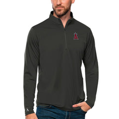 Charcoal Los Angeles Angels Antigua Tribute Quarter-Zip Pullover Top
