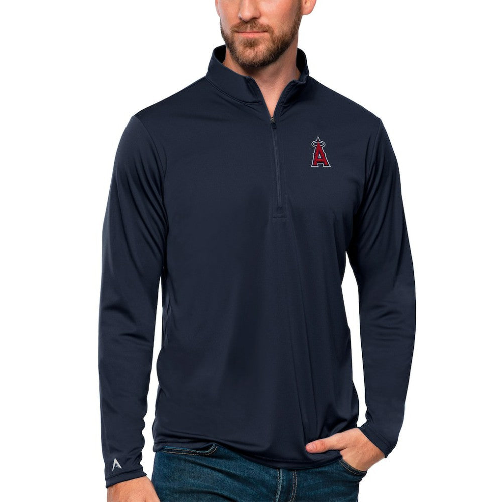 Navy Los Angeles Angels Antigua Tribute Quarter-Zip Pullover Top