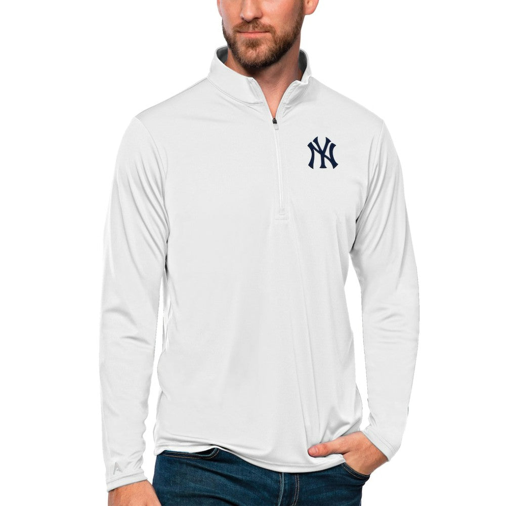 White New York Yankees Antigua Tribute Quarter-Zip Pullover Top