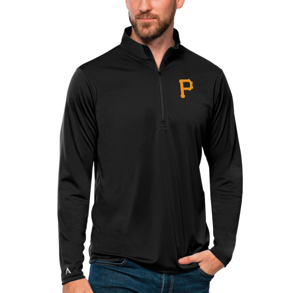 Black Pittsburgh Pirates Antigua Tribute Quarter-Zip Pullover Top