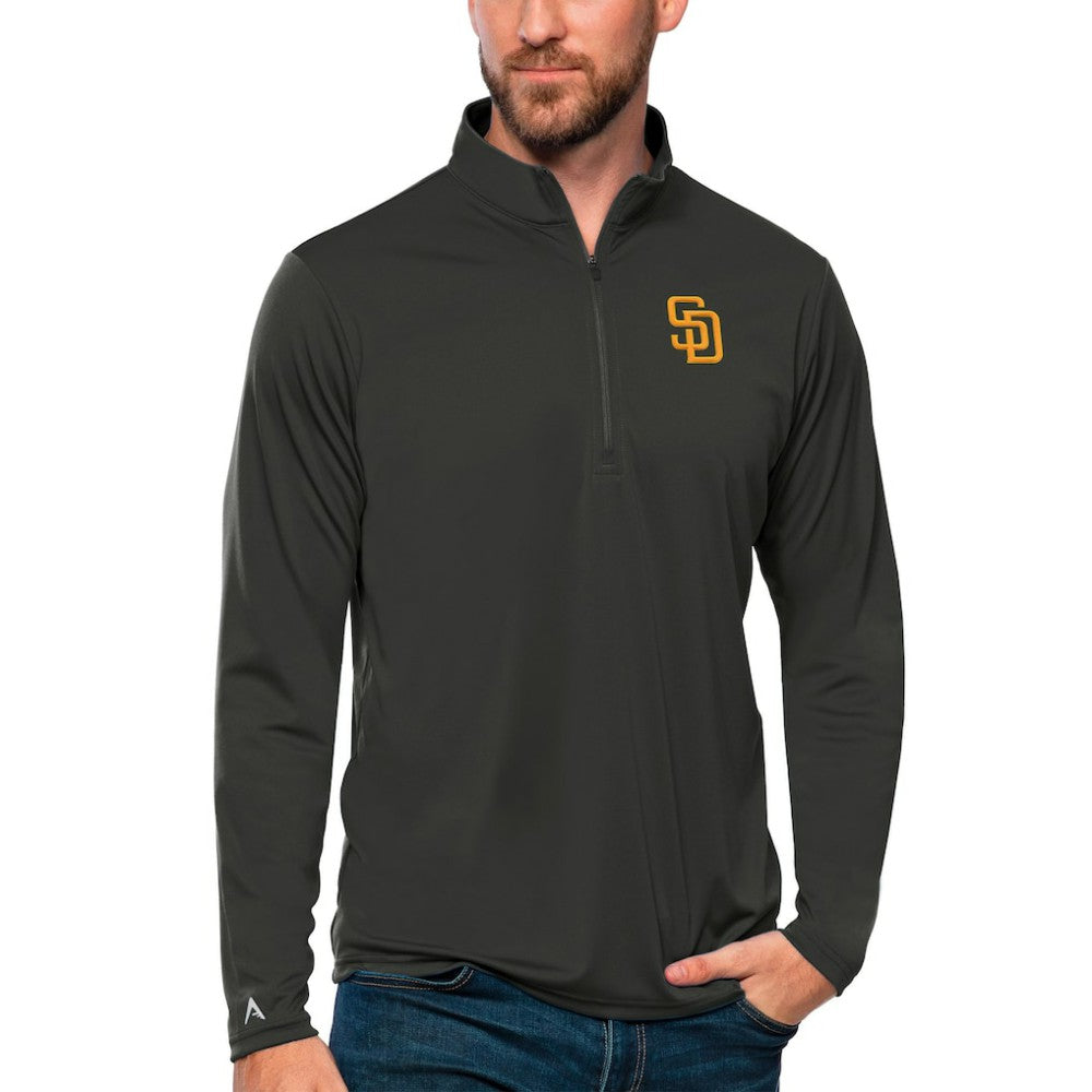 Charcoal San Diego Padres Antigua Tribute Quarter-Zip Pullover Top