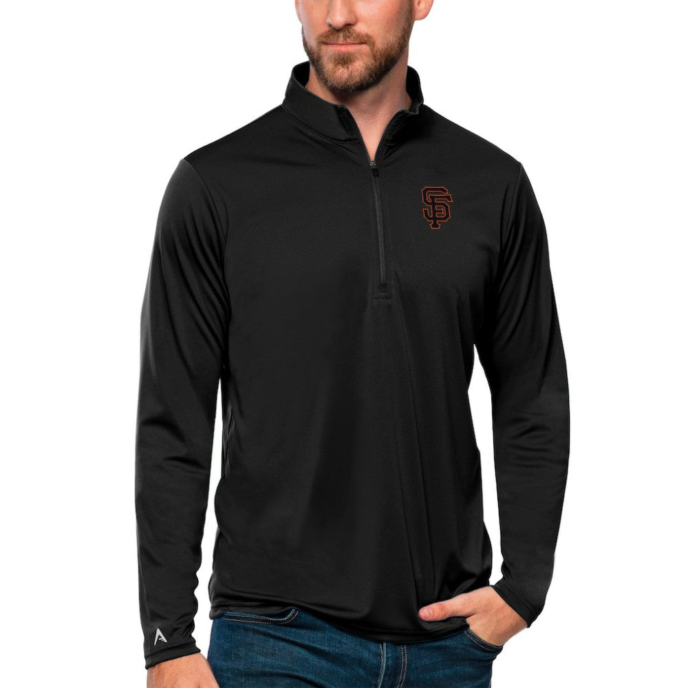 Black San Francisco Giants Antigua Tribute Quarter-Zip Pullover Top