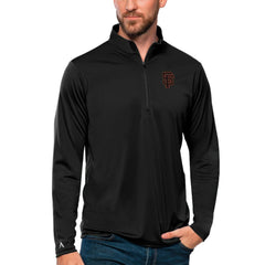 Black San Francisco Giants Antigua Tribute Quarter-Zip Pullover Top