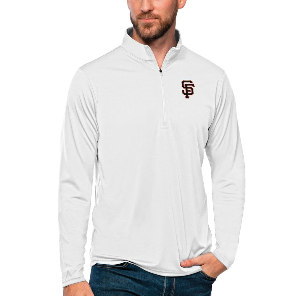White San Francisco Giants Antigua Tribute Quarter-Zip Pullover Top