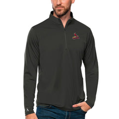 Charcoal St. Louis Cardinals Antigua Tribute Quarter-Zip Pullover Top
