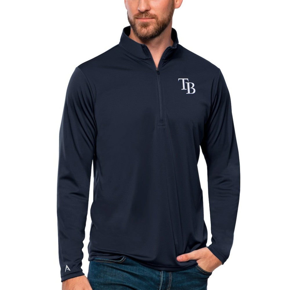 Navy Tampa Bay Rays Antigua Tribute Quarter-Zip Pullover Top