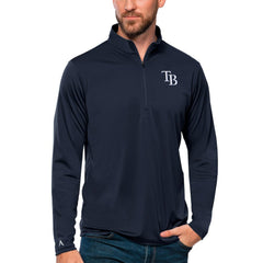 Navy Tampa Bay Rays Antigua Tribute Quarter-Zip Pullover Top
