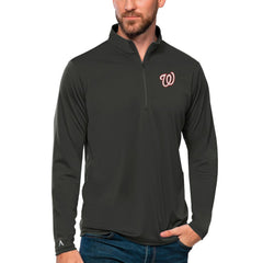 Charcoal Washington Nationals Antigua Tribute Quarter-Zip Pullover Top