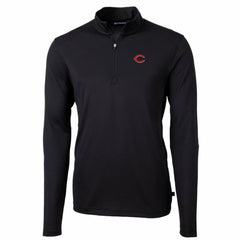 Black Cincinnati Reds Cutter & Buck Big & Tall Virtue Eco Pique Quarter-Zip Pullover Jacket