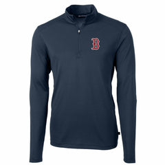 Navy Boston Red Sox Cutter & Buck Big & Tall Virtue Eco Pique Quarter-Zip Pullover Jacket