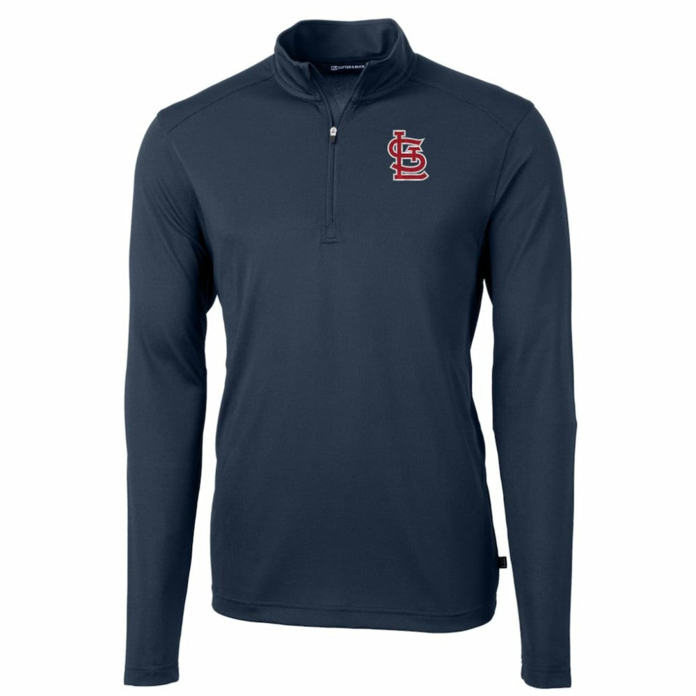 Navy St. Louis Cardinals Cutter & Buck Big & Tall Virtue Eco Pique Quarter-Zip Pullover Jacket