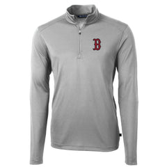 Gray Boston Red Sox Cutter & Buck Big & Tall Virtue Eco Pique Quarter-Zip Pullover Jacket