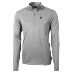 Gray New York Yankees Cutter & Buck Big & Tall Virtue Eco Pique Quarter-Zip Pullover Jacket