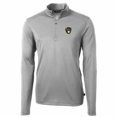 Gray Milwaukee Brewers Cutter & Buck Big & Tall Virtue Eco Pique Quarter-Zip Pullover Jacket