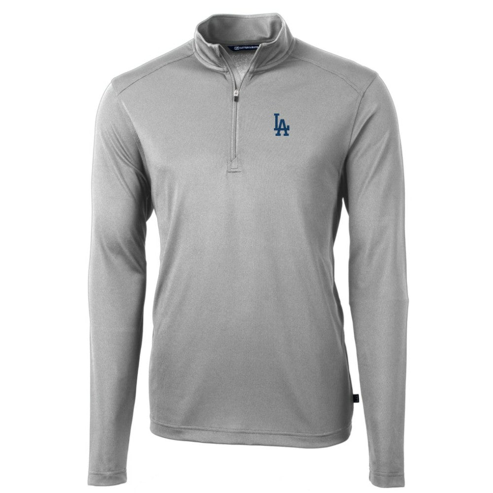 Gray Los Angeles Dodgers Cutter & Buck Big & Tall Virtue Eco Pique Quarter-Zip Pullover Jacket