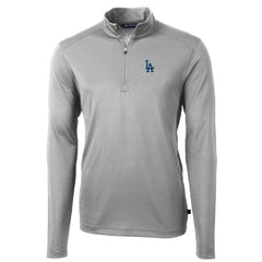 Gray Los Angeles Dodgers Cutter & Buck Big & Tall Virtue Eco Pique Quarter-Zip Pullover Jacket