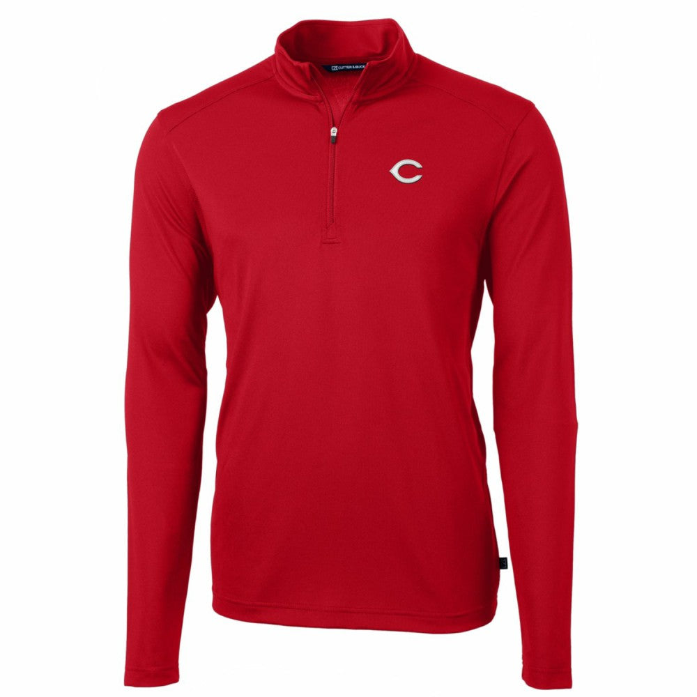 Red Cincinnati Reds Cutter & Buck Big & Tall Virtue Eco Pique Quarter-Zip Pullover Jacket