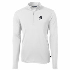 White Detroit Tigers Cutter & Buck Big & Tall Virtue Eco Pique Quarter-Zip Pullover Jacket