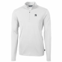 White New York Yankees Cutter & Buck Big & Tall Virtue Eco Pique Quarter-Zip Pullover Jacket