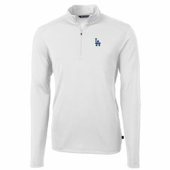 White Los Angeles Dodgers Cutter & Buck Big & Tall Virtue Eco Pique Quarter-Zip Pullover Jacket