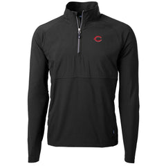 Black Cincinnati Reds Cutter & Buck Adapt Eco Knit Hybrid Recycled Quarter-Zip Pullover Jacket