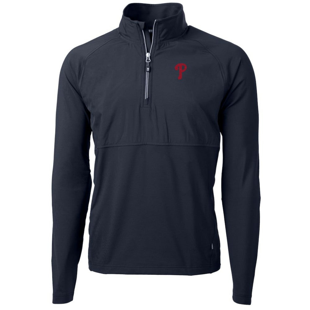Navy Philadelphia Phillies Cutter & Buck Adapt Eco Knit Hybrid Recycled Quarter-Zip Pullover Jacket
