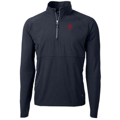 Navy Philadelphia Phillies Cutter & Buck Adapt Eco Knit Hybrid Recycled Quarter-Zip Pullover Jacket