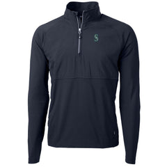 Navy Seattle Mariners Cutter & Buck Adapt Eco Knit Hybrid Recycled Quarter-Zip Pullover Jacket