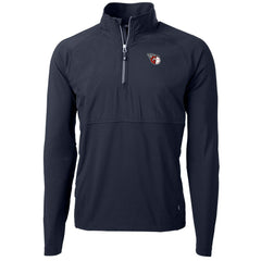 Navy Cleveland Guardians Cutter & Buck Adapt Eco Knit Hybrid Recycled Quarter-Zip Pullover Jacket