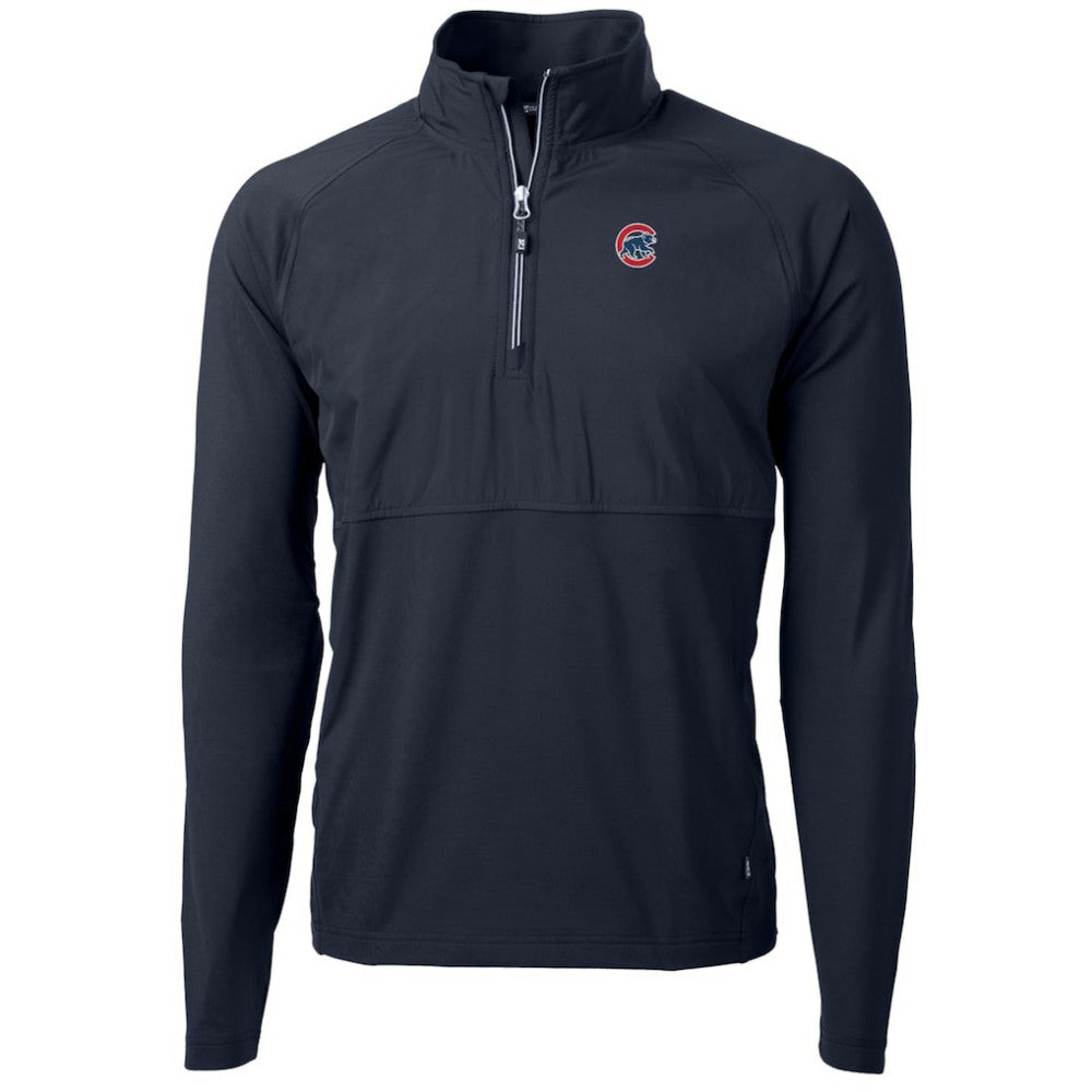 Navy Chicago Cubs Cutter & Buck Adapt Eco Knit Hybrid Recycled Quarter-Zip Pullover Jacket