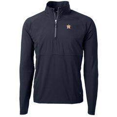 Navy Houston Astros Cutter & Buck Adapt Eco Knit Hybrid Recycled Quarter-Zip Pullover Jacket