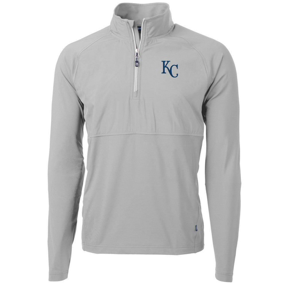 Gray Kansas City Royals Cutter & Buck Adapt Eco Knit Hybrid Recycled Quarter-Zip Pullover Jacket