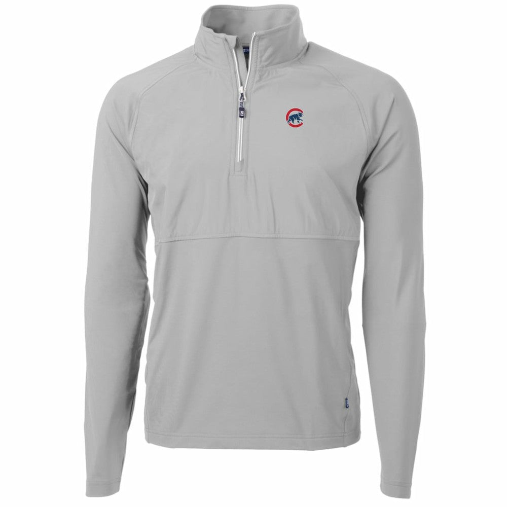 Gray Chicago Cubs Cutter & Buck Adapt Eco Knit Hybrid Recycled Quarter-Zip Pullover Jacket