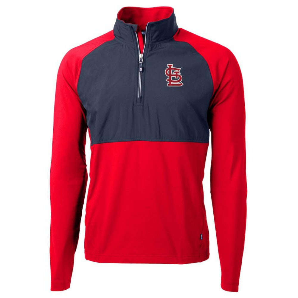 Red/Navy St. Louis Cardinals Cutter & Buck Adapt Eco Knit Hybrid Recycled Quarter-Zip Pullover Jacket