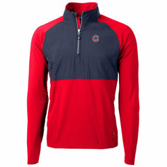 Red/Navy Chicago Cubs Cutter & Buck Adapt Eco Knit Hybrid Recycled Quarter-Zip Pullover Jacket