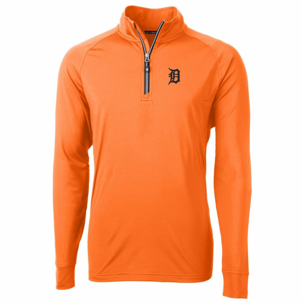 Orange Detroit Tigers Cutter & Buck Adapt Eco Knit Stretch Recycled Quarter-Zip Pullover Jacket