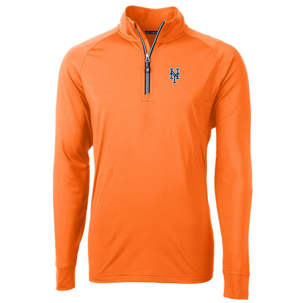 Orange New York Mets Cutter & Buck Adapt Eco Knit Stretch Recycled Quarter-Zip Pullover Jacket