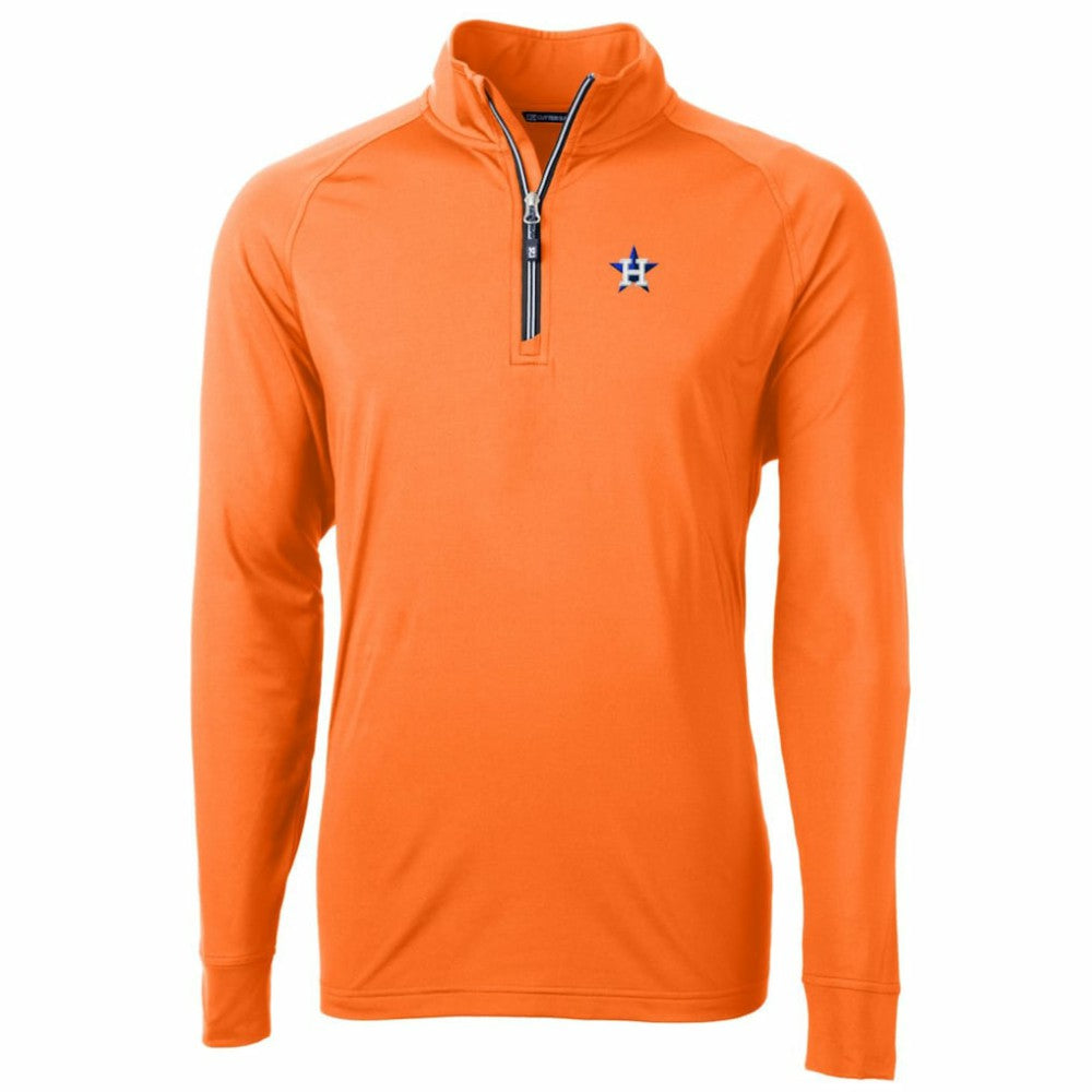 Orange Houston Astros Cutter & Buck Adapt Eco Knit Stretch Recycled Quarter-Zip Pullover Jacket
