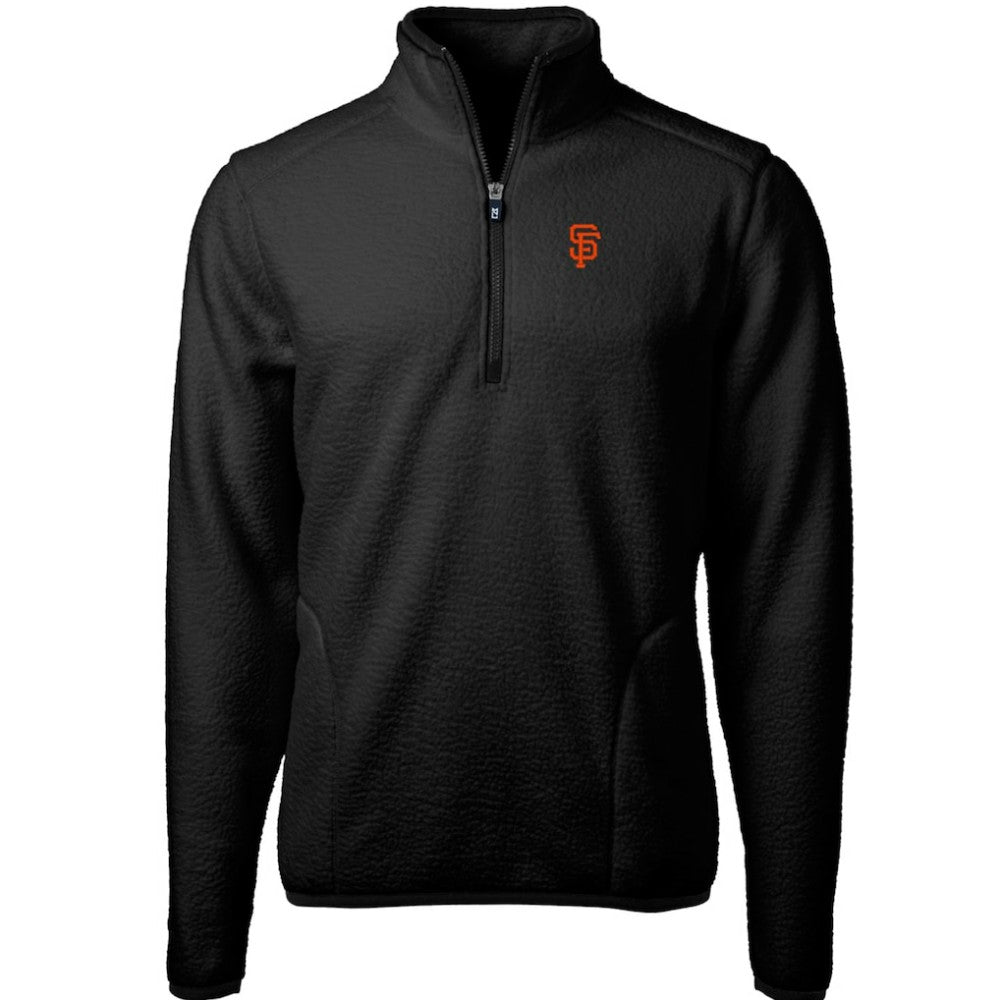 Black San Francisco Giants Cutter & Buck Cascade Eco Sherpa Fleece Quarter-Zip Pullover Jacket