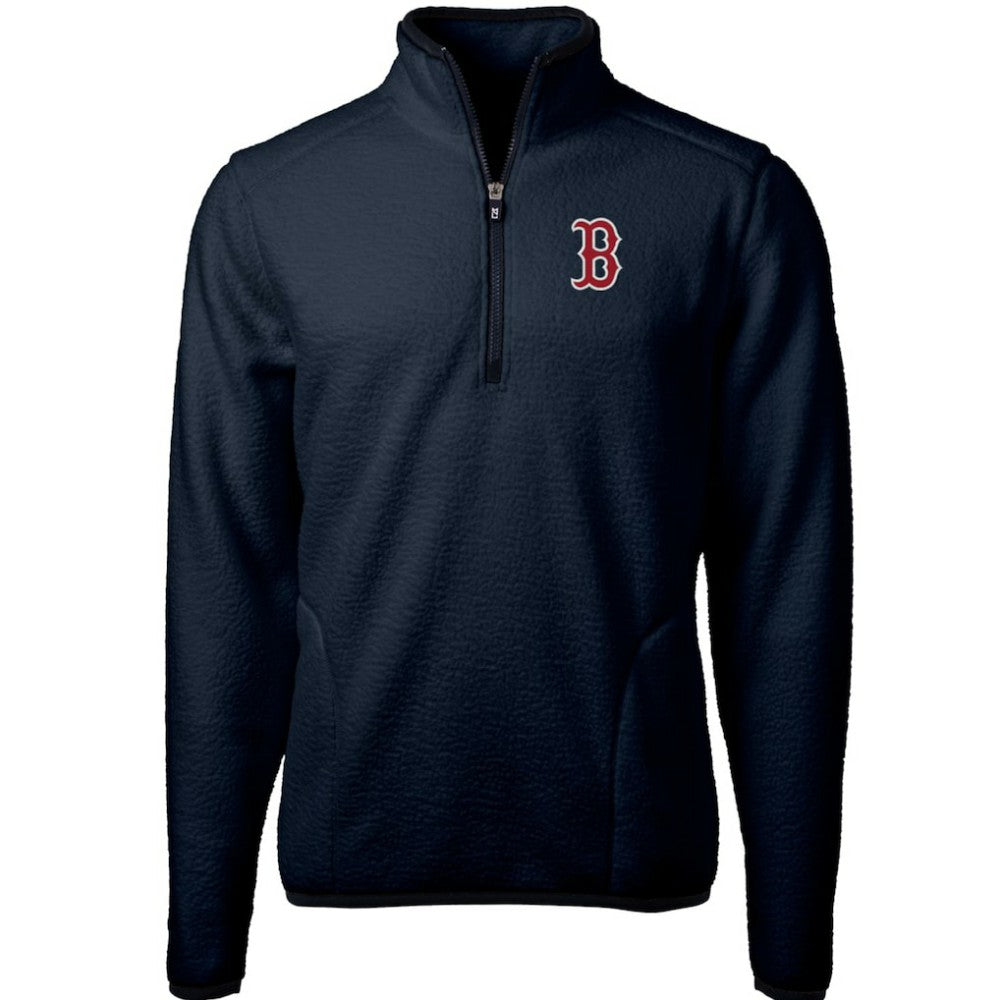 Navy Boston Red Sox Cutter & Buck Cascade Eco Sherpa Fleece Quarter-Zip Pullover Jacket