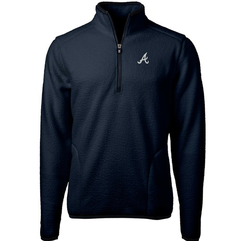 Navy Atlanta Braves Cutter & Buck Cascade Eco Sherpa Fleece Quarter-Zip Pullover Jacket