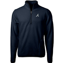 Navy Atlanta Braves Cutter & Buck Cascade Eco Sherpa Fleece Quarter-Zip Pullover Jacket