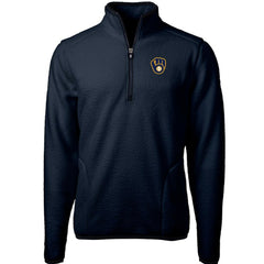 Navy Milwaukee Brewers Cutter & Buck Cascade Eco Sherpa Fleece Quarter-Zip Pullover Jacket