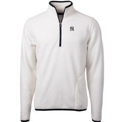 White/Navy New York Yankees Cutter & Buck Cascade Eco Sherpa Fleece Quarter-Zip Pullover Jacket