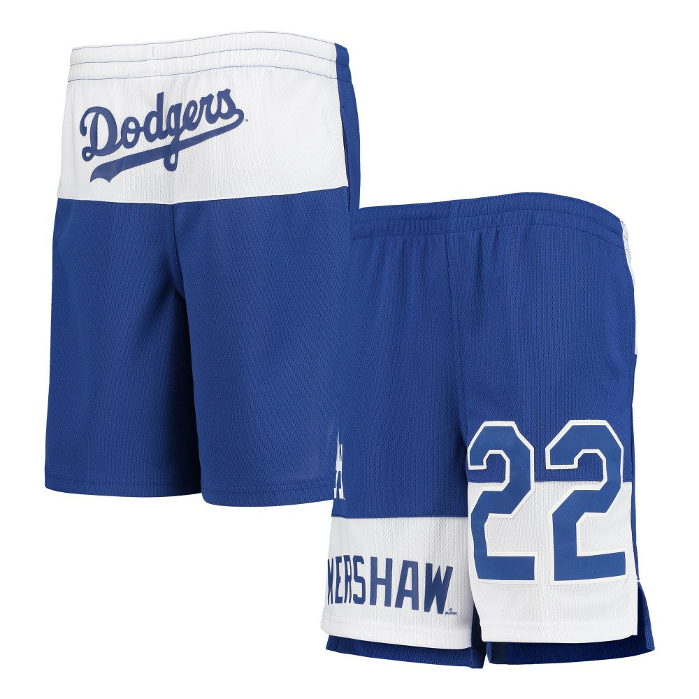 Royal Clayton Kershaw Los Angeles Dodgers Youth Pandemonium Name & Number Shorts