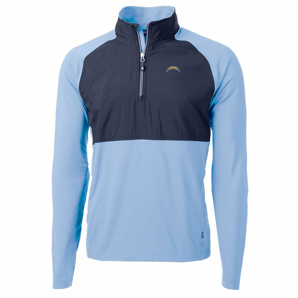Cutter & Buck Adapt Eco Knit Hybrid Recycled Quarter-Zip Raglan Jacket - Los Angeles Chargers Jackets