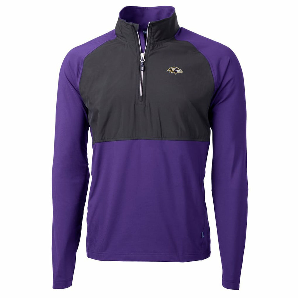 Cutter & Buck Adapt Eco Knit Hybrid Recycled Quarter-Zip Raglan Jacket - Baltimore Ravens Jackets