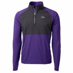 Cutter & Buck Adapt Eco Knit Hybrid Recycled Quarter-Zip Raglan Jacket - Baltimore Ravens Jackets